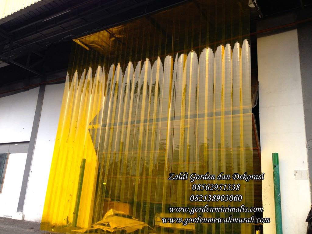 Tirai gorden plastik transparan bening murah warna kuning anti serangga